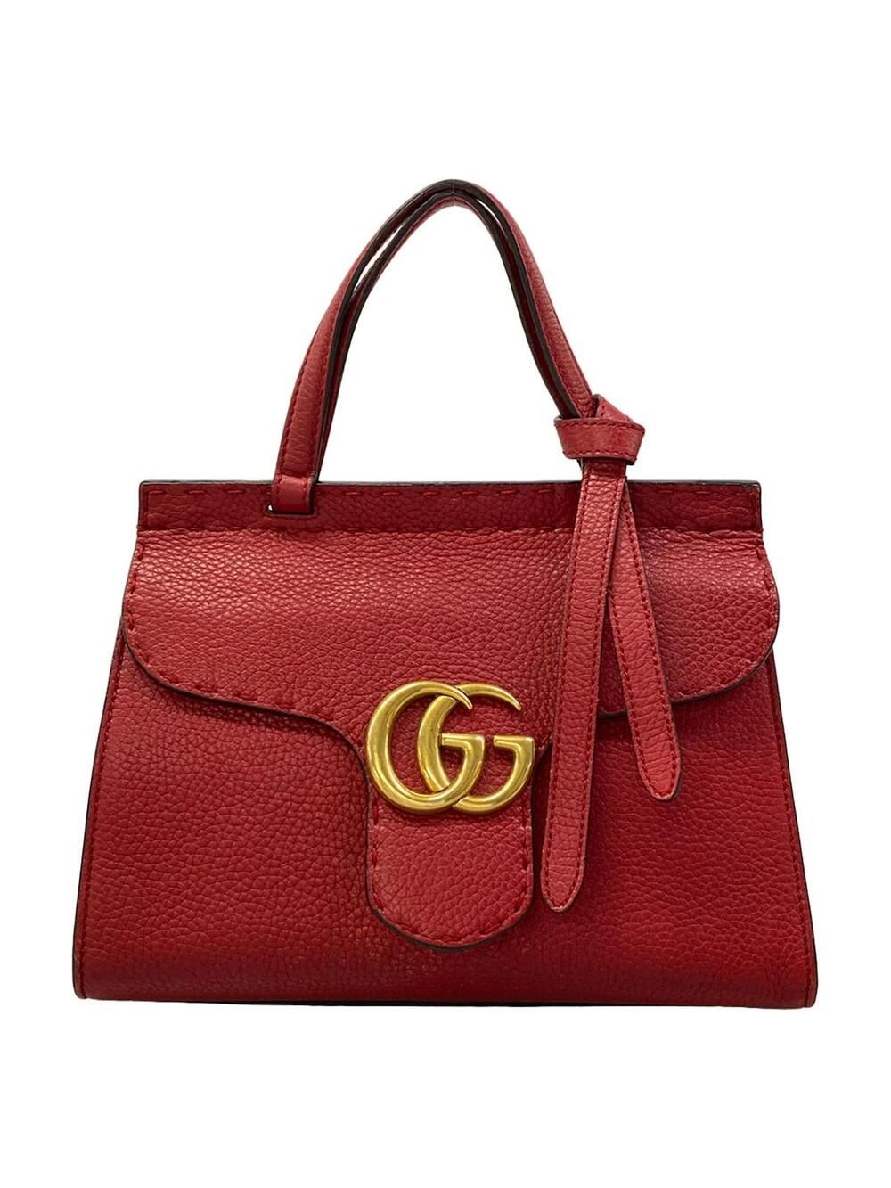 Gucci Gg Marmont Red Leather Handbag #373501G10B